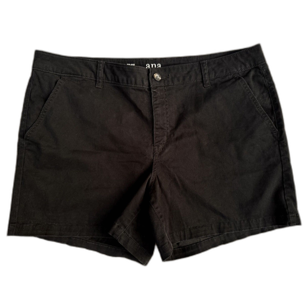 a.n.a Mid-Rise Black Twill Shorts Size 16 (5" Inseam) Summer Classic EUC